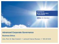 Advanced Corporate Governance