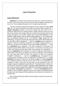 Logic Connectives, Truth Table, System of Numeration