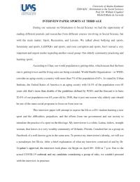 INTERVIEW PAPER: SPORTS AT THIRD AGE