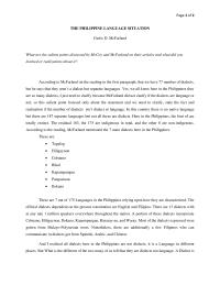 THE PHILIPPINE LANGUAGE SITUATION
