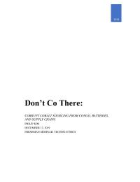 Don’t Co There: Cobalt Sourcing from Congo, Batteries, and Supply Chains