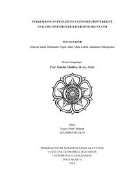 THE DEVELOPMENT OF OF CUSTOMER PROFITABILITY ANALYSIS RESEARCH: SYNTHESIS FROM ACCOUNTING LITERATURE