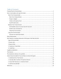 Personal Finance Table of