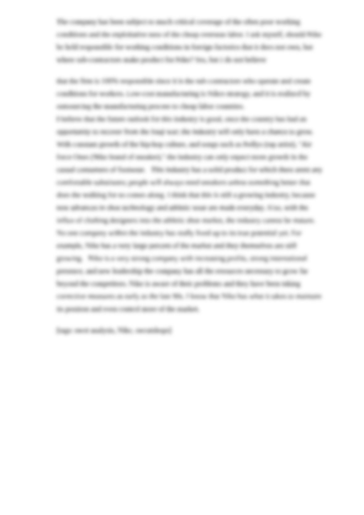 Nike financial strengths and weaknesses picture