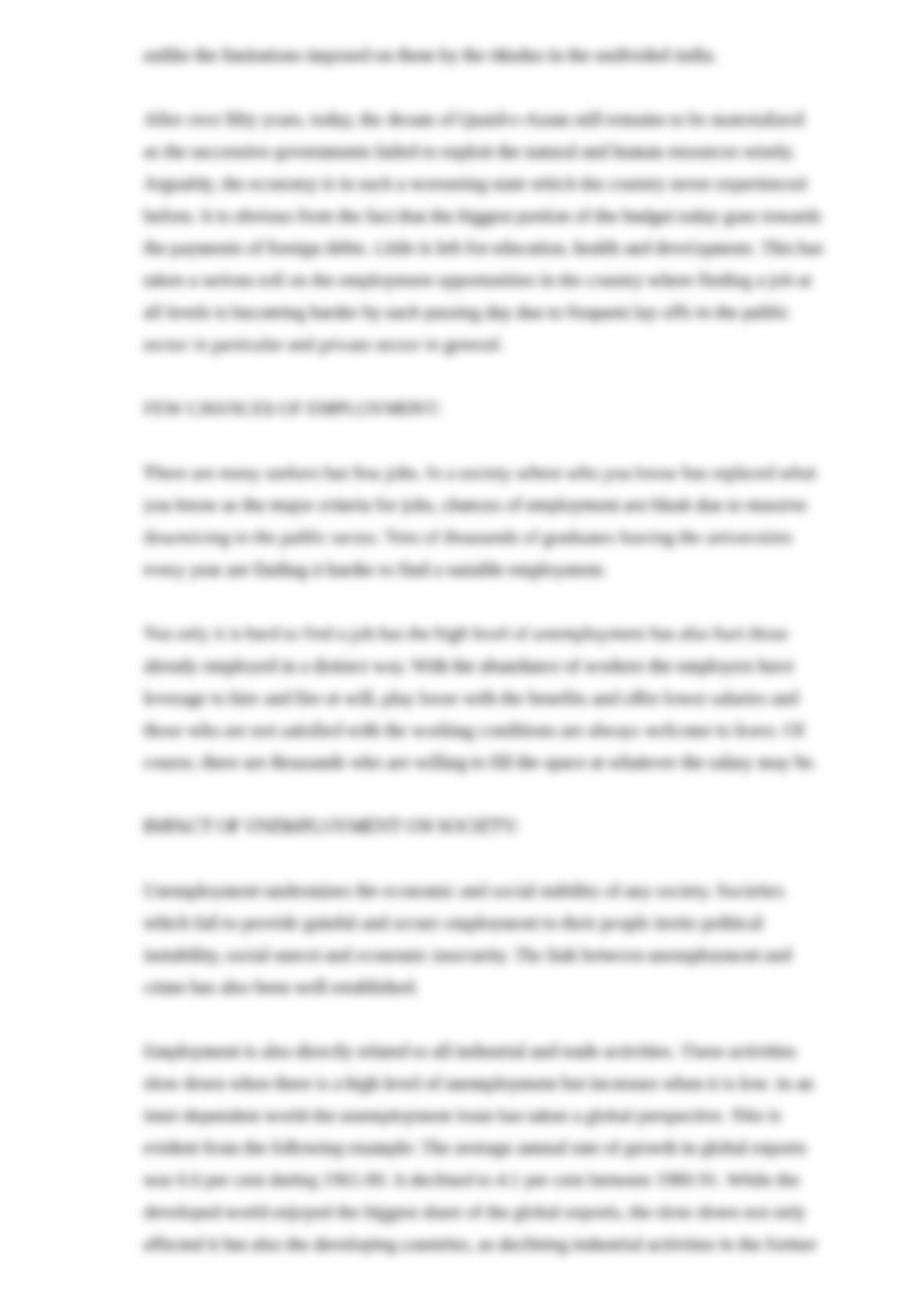 Research proposal on unemployment in pakistan image