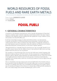 World Resources Of Fossil Fuels And Rare Earth Metals