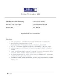 Business Final Exam Take Home