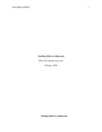 Teaching Ethics To Adolescents