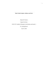 Addiction and Grace Book Review