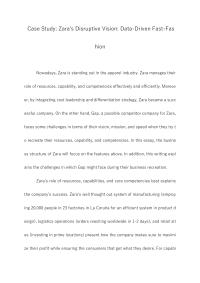 Case Study: Zara’s Disruptive Vision: Data-Driven Fast-Fashion