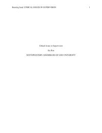 Ethical issues in Supervision