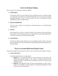 Errors in Decision Making