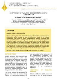 Competency Of Facilities Manager For Hospital Construction