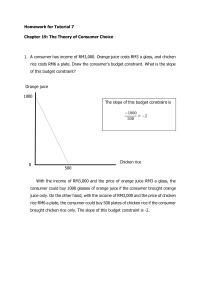 Homework for Tutorial 7 Chapter 19: The Theory of Consumer Choice