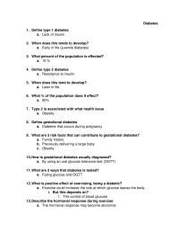 Diabetes Diabetes1 Define type 1