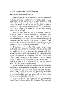 Mid Term Reflection