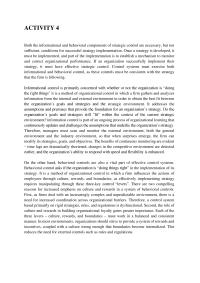 Both Informational And Behavioural Control Are Essential For Successful Strategy Implementation. Briefly Explain.