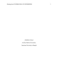 Essay Running head NO FREE WILL IN
