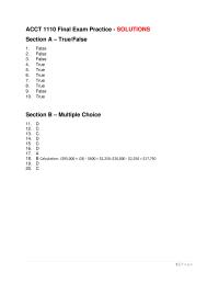 Accounting ACCT 1110 Final Exam