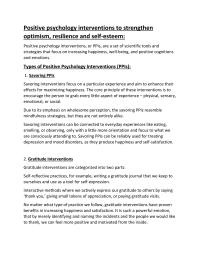 Positive Psychology Interventions