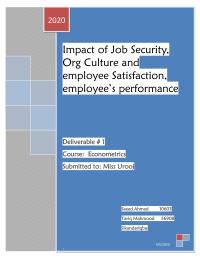 Project 2020Impact of Job