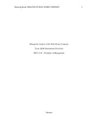 Managerial Analysis Of The Walt Disney Company