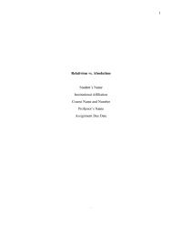 Relativism Vs Absolutisim