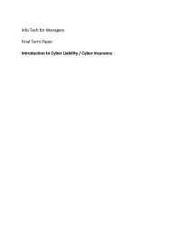 Introduction To Cyber Liability / Cyber Insurance