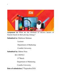 Elements Of Success Factors Of Xiaomi