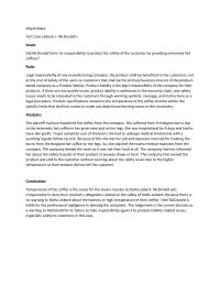 Tort Case Liebeck V. Mcdonald’s