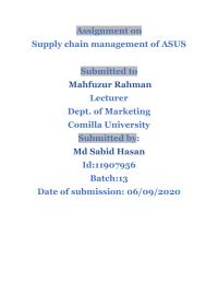 Chain Supply Management Of Asus