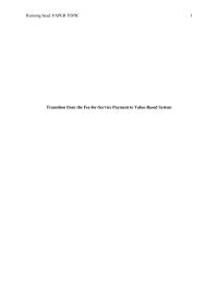 Transition from the Fee-for-Service Payment to Value-Based System