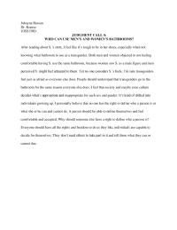 Judgment Call 4:  Who Can Use Men’s And Women’s Bathrooms?