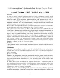 U.s. Supreme Court’s Decision In Epic Systems Corp. V. Lewis