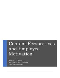 Managing For Worker Motivation