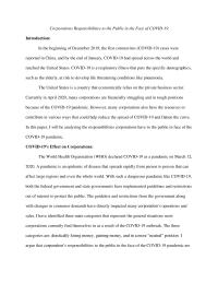 Corporations Responsibilities To The Public In The Face Of Covid-19