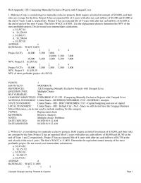 978-1337902571 Test Bank Web Appendix 12E Comparing Mutually Exclusive Projects With Unequal Lives