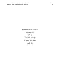 Management Roles – Mintzberg