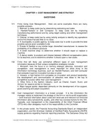 Chapter 1: Cost Management And Strategy