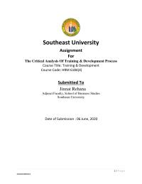 The Critical Analysis Of Training & Development Process