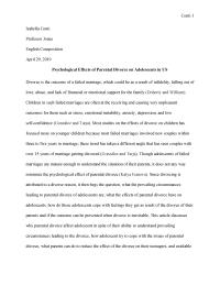 Psychological Effects Of Parental Divorce On Adolescents In The Us