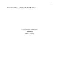 School Counseling article Review