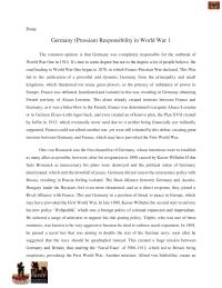 Germany (prussian) Responsibility In World War 1