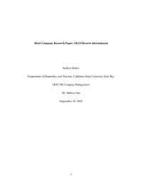 Hotel Company Research Paper