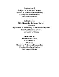 Corporate Finance Assignment