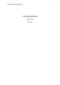 Consumer Equilibrium