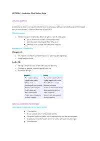 Notes MGT2LQM  Leadership What