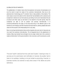 Globalization Of Markets