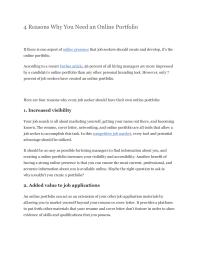 Portfolio 4 Reasons Why You Need an