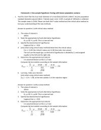 Homework Homework 1 Onesample